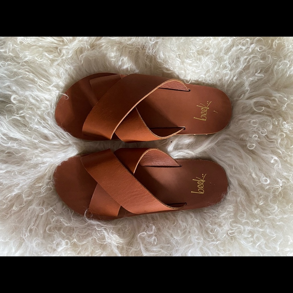 Beek by Two Birds Leather Crisscross Flat Sandals